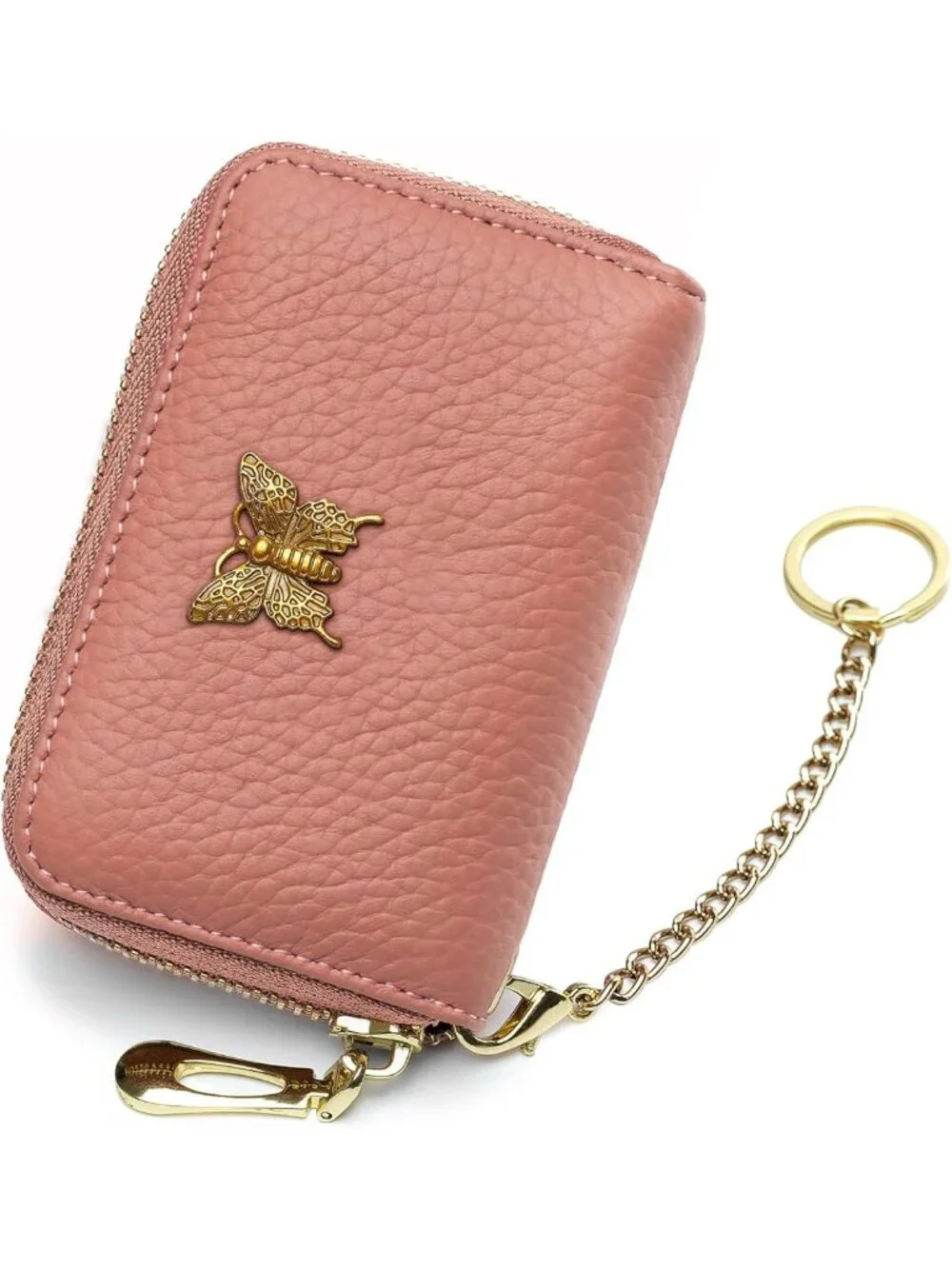 Stylish RFID Credit Card Holder Wallet for Women - Coral Pink Business Card Case